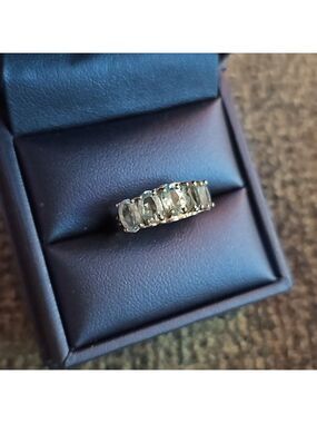 Blue topaz sterling silver 5 stone ring